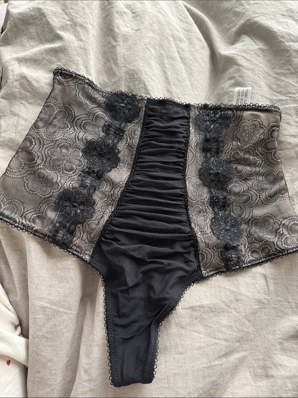 Liberty Black Lace High-Waist Shaping Thong - Women Intimates